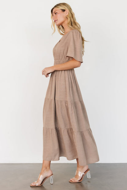 Danielle Tiered Maxi Dress | Brown Print - Baltic Born