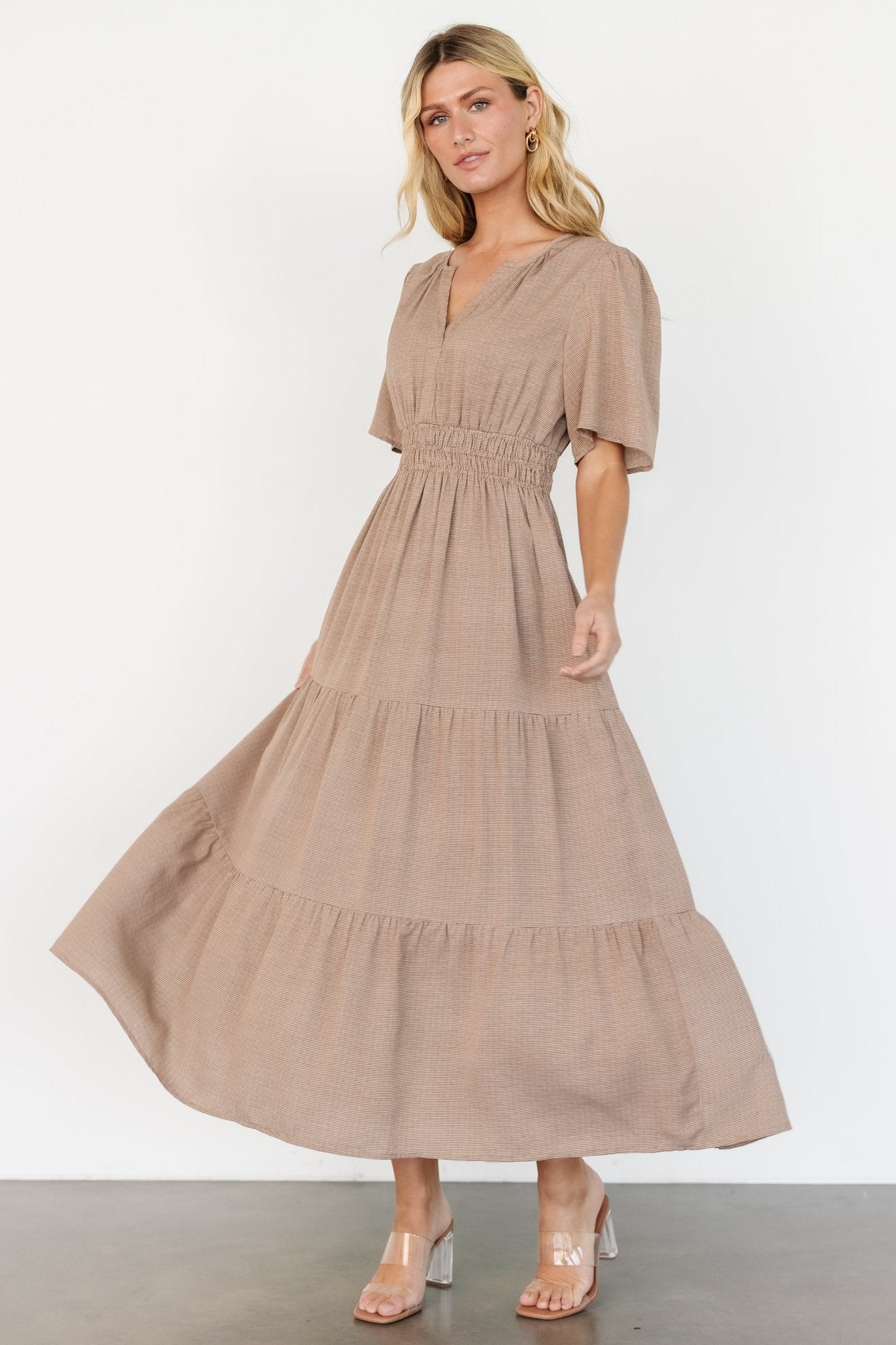 Danielle Tiered Maxi Dress | Brown Print - Baltic Born