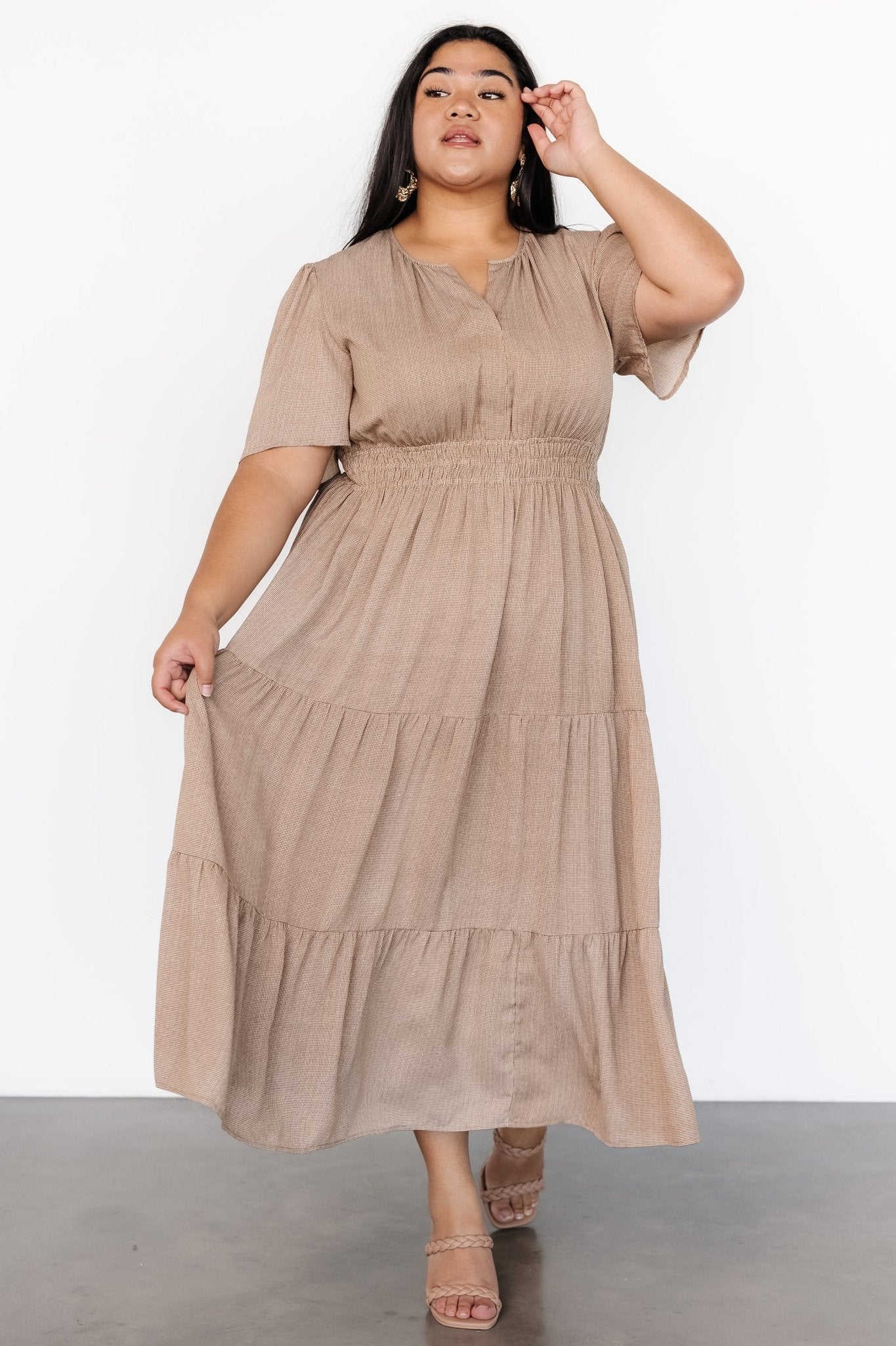 Danielle Tiered Maxi Dress | Brown Print - Baltic Born