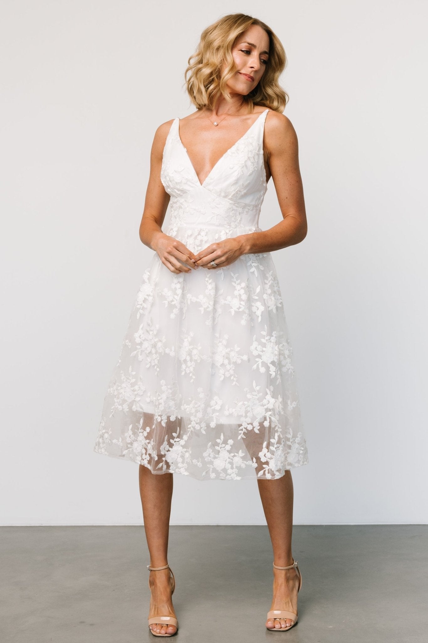 Dante Applique Midi Dress | Off White - Baltic Born