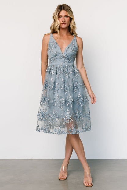 Dante Applique Midi Dress | Slate Blue - Baltic Born