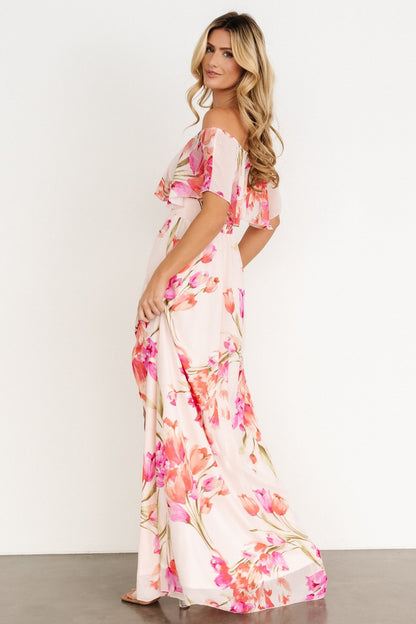 Daphne Off Shoulder Maxi Dress | Blush Floral - Baltic Born