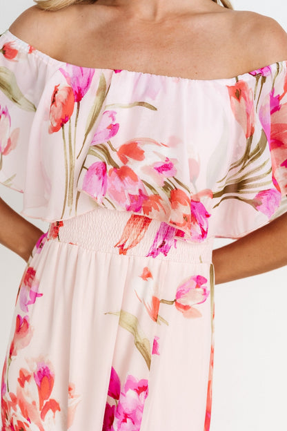 Daphne Off Shoulder Maxi Dress | Blush Floral - Baltic Born