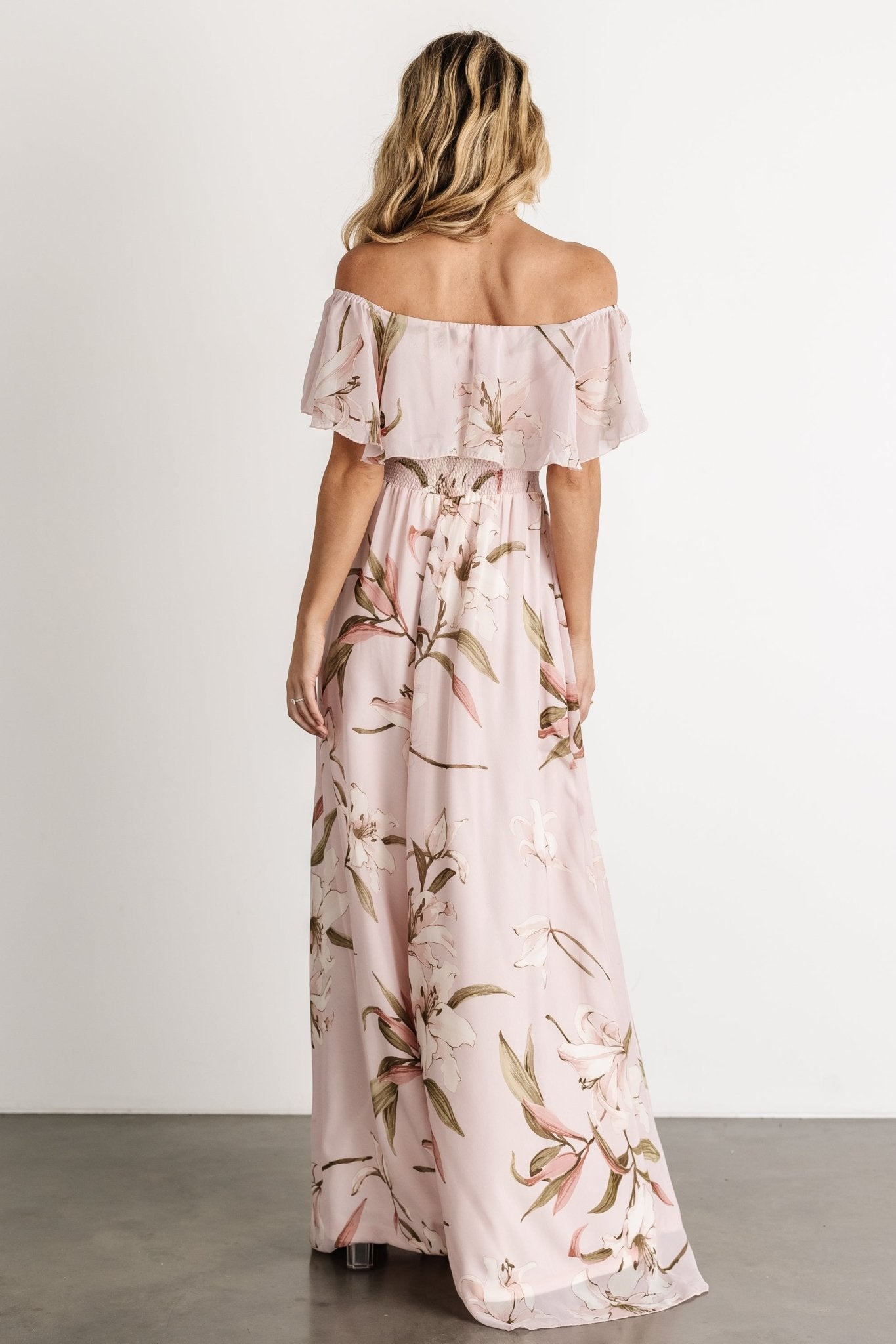 Daphne Off Shoulder Maxi Dress | Mauve Floral - Baltic Born