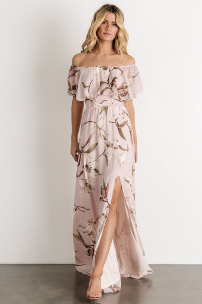 Daphne Off Shoulder Maxi Dress | Mauve Floral - Baltic Born