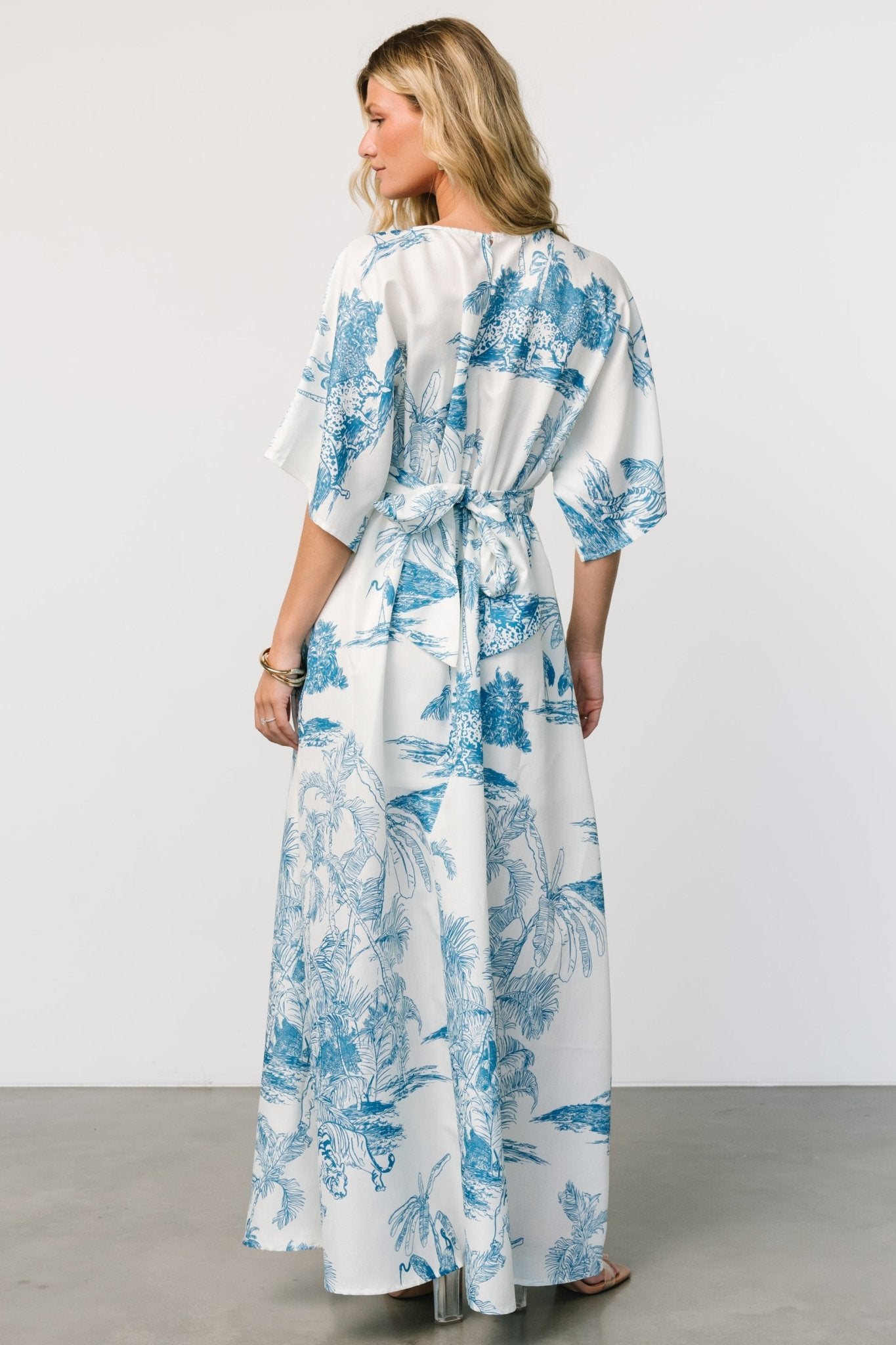 Dara Maxi Dress | Ivory + Blue Print - Baltic Born