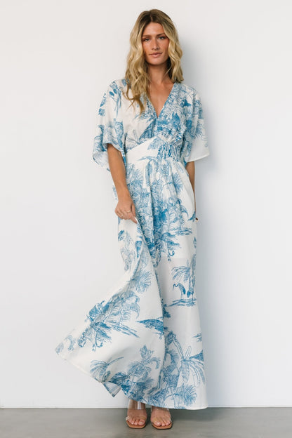 Dara Maxi Dress | Ivory + Blue Print - Baltic Born