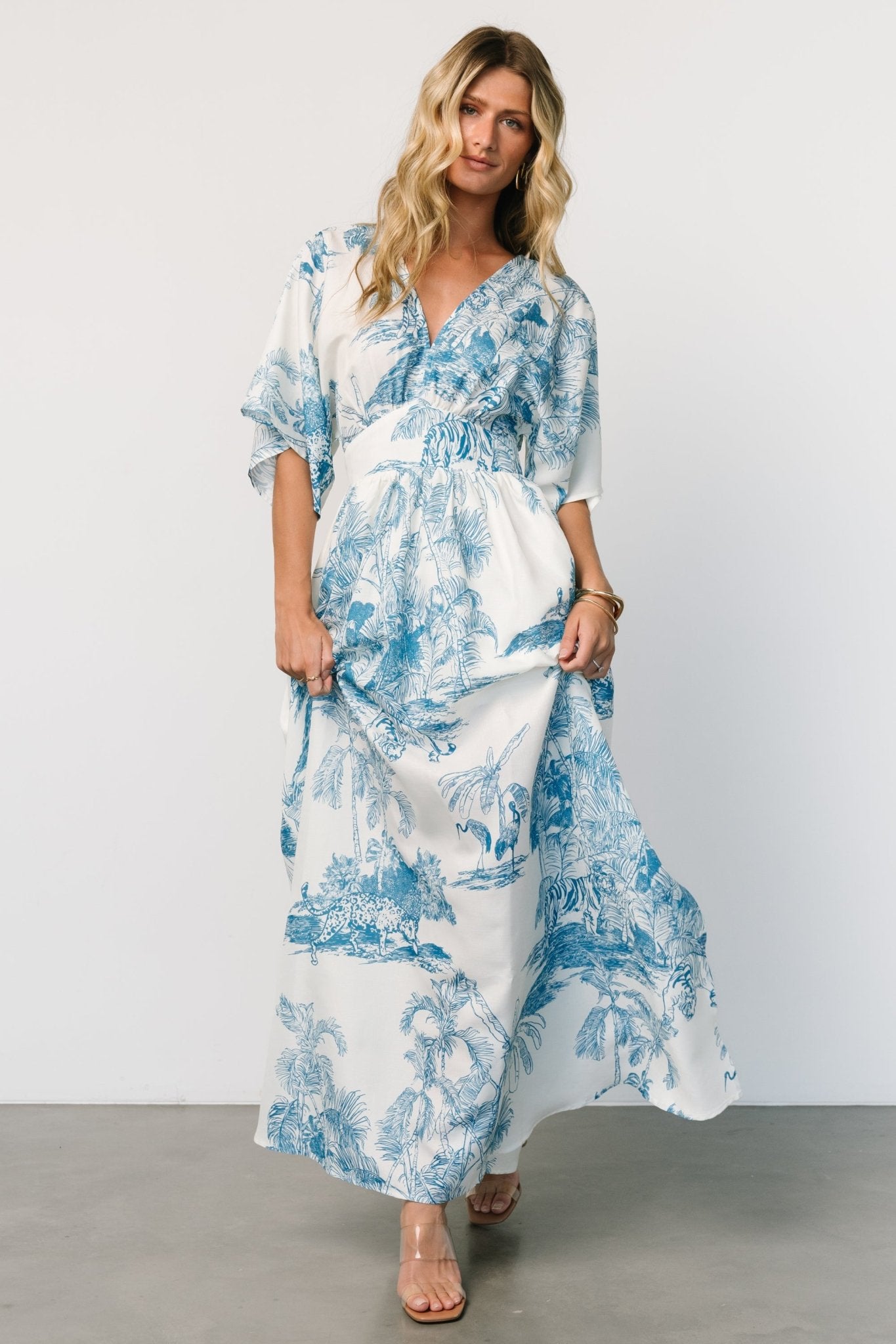 Dara Maxi Dress | Ivory + Blue Print - Baltic Born