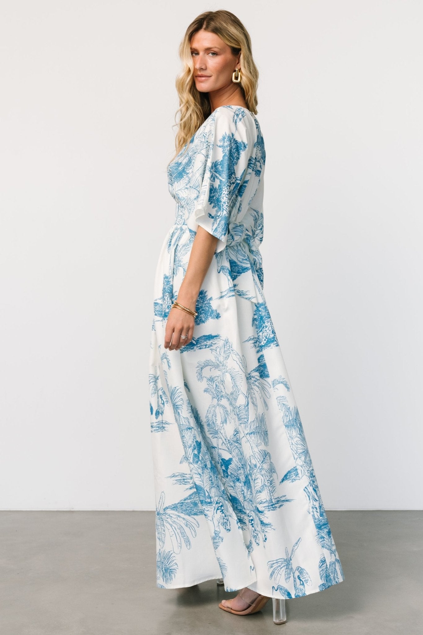 Dara Maxi Dress | Ivory + Blue Print - Baltic Born