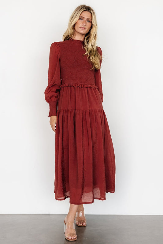 Daria Smocked Maxi Dress | Brick - Baltic Born