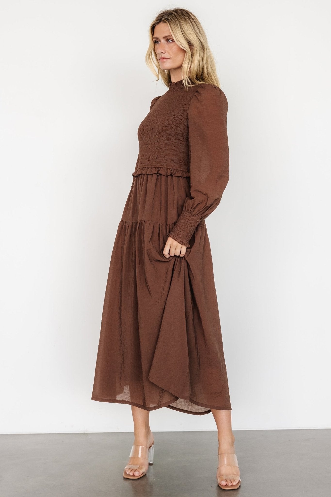 Daria Smocked Maxi Dress | Brown - Baltic Born