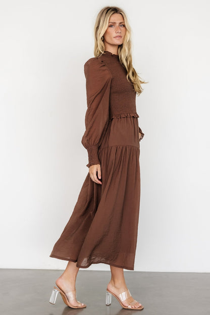 Daria Smocked Maxi Dress | Brown - Baltic Born