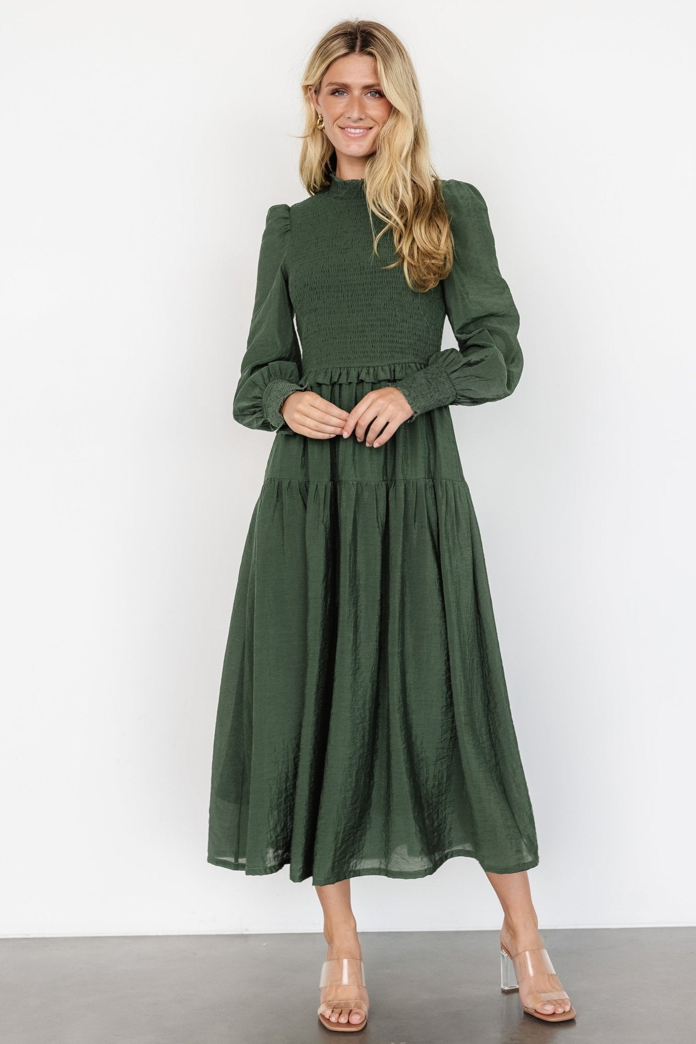 Daria Smocked Maxi Dress | Juniper Green - Baltic Born