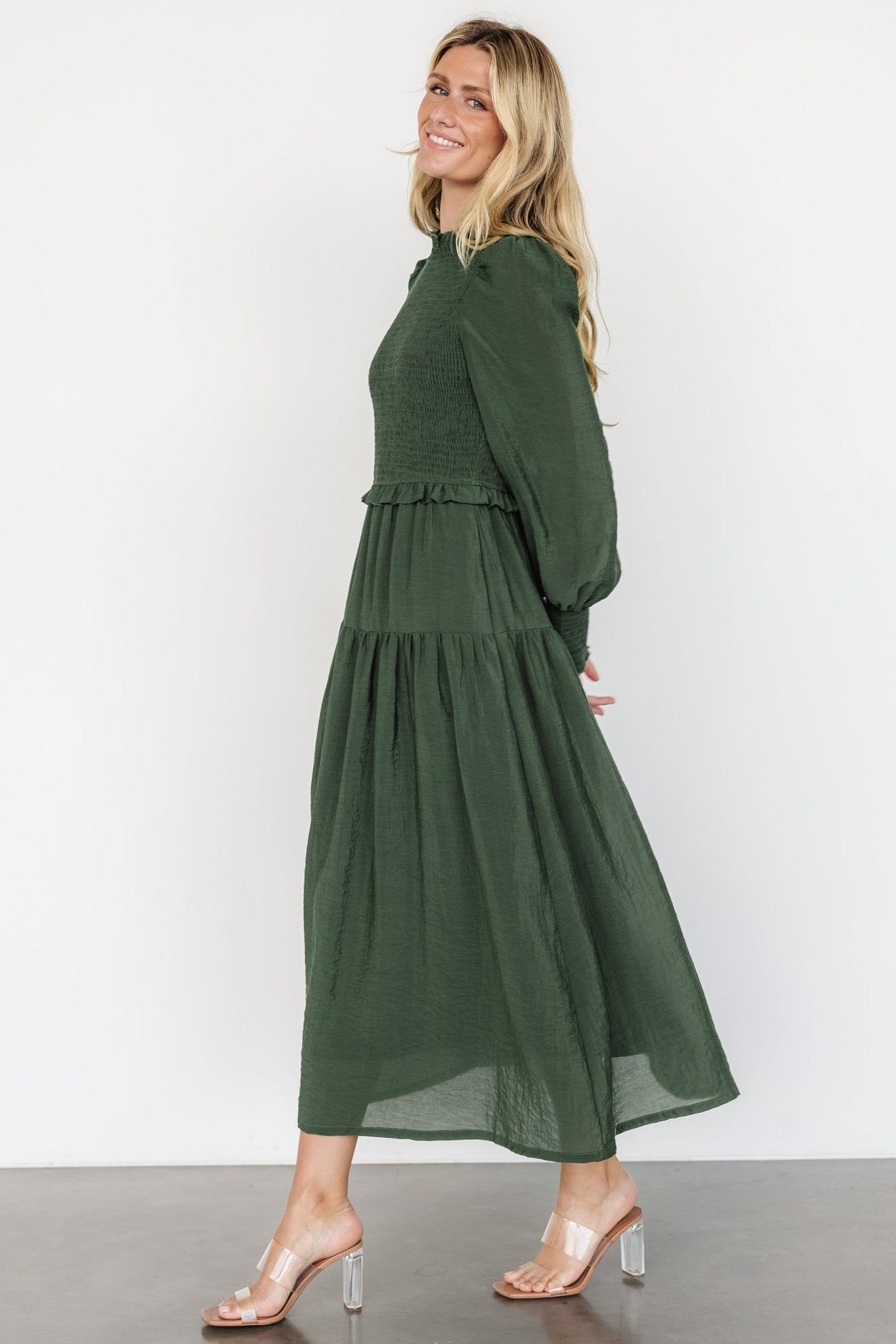 Daria Smocked Maxi Dress | Juniper Green - Baltic Born