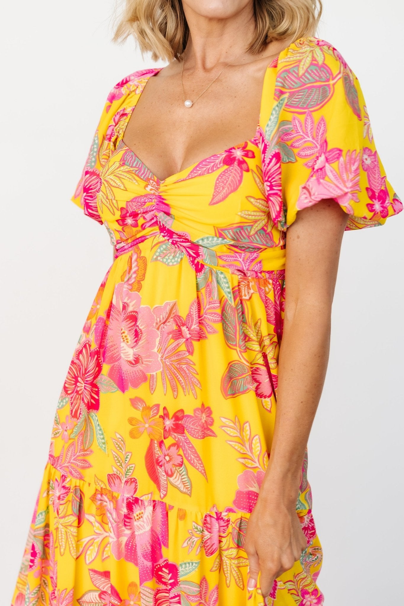 Baltic Born Womens Darla Maxi Dress | Yellow + Pink Floral | Size: Small Baltic Born Womens Darla Maxi Dress | Yellow + Pink Floral | Size: Small
