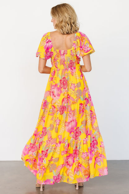 Darla Maxi Dress | Yellow + Pink Floral - Baltic Born