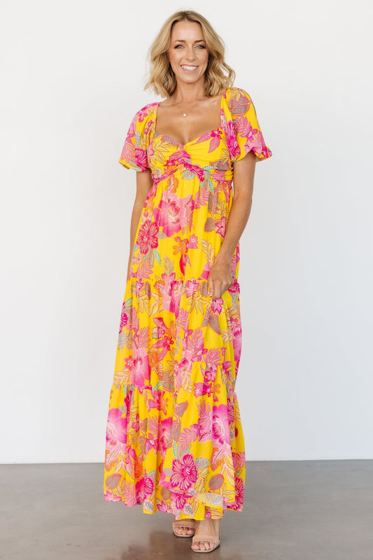 Darla Maxi Dress | Yellow + Pink Floral - Baltic Born