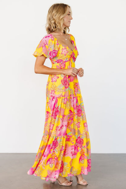 Darla Maxi Dress | Yellow + Pink Floral - Baltic Born