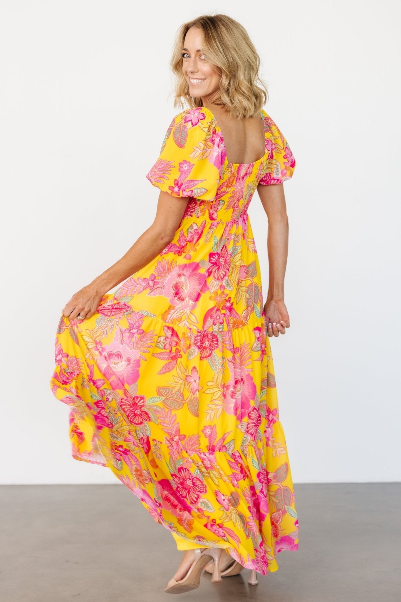 Darla Maxi Dress | Yellow + Pink Floral - Baltic Born