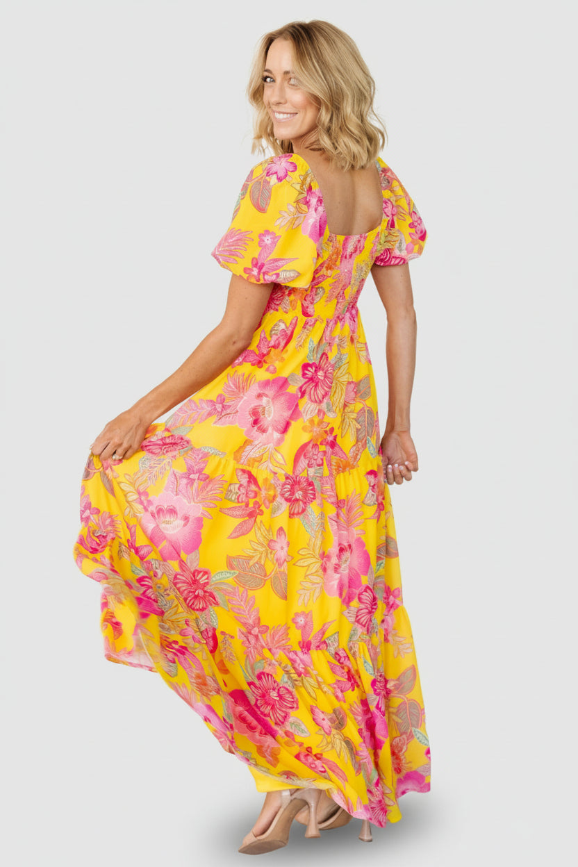 orange yellow pink dress Plus Size Isabelle Orange Pink Yellow Float Sleeve Maxi Dress