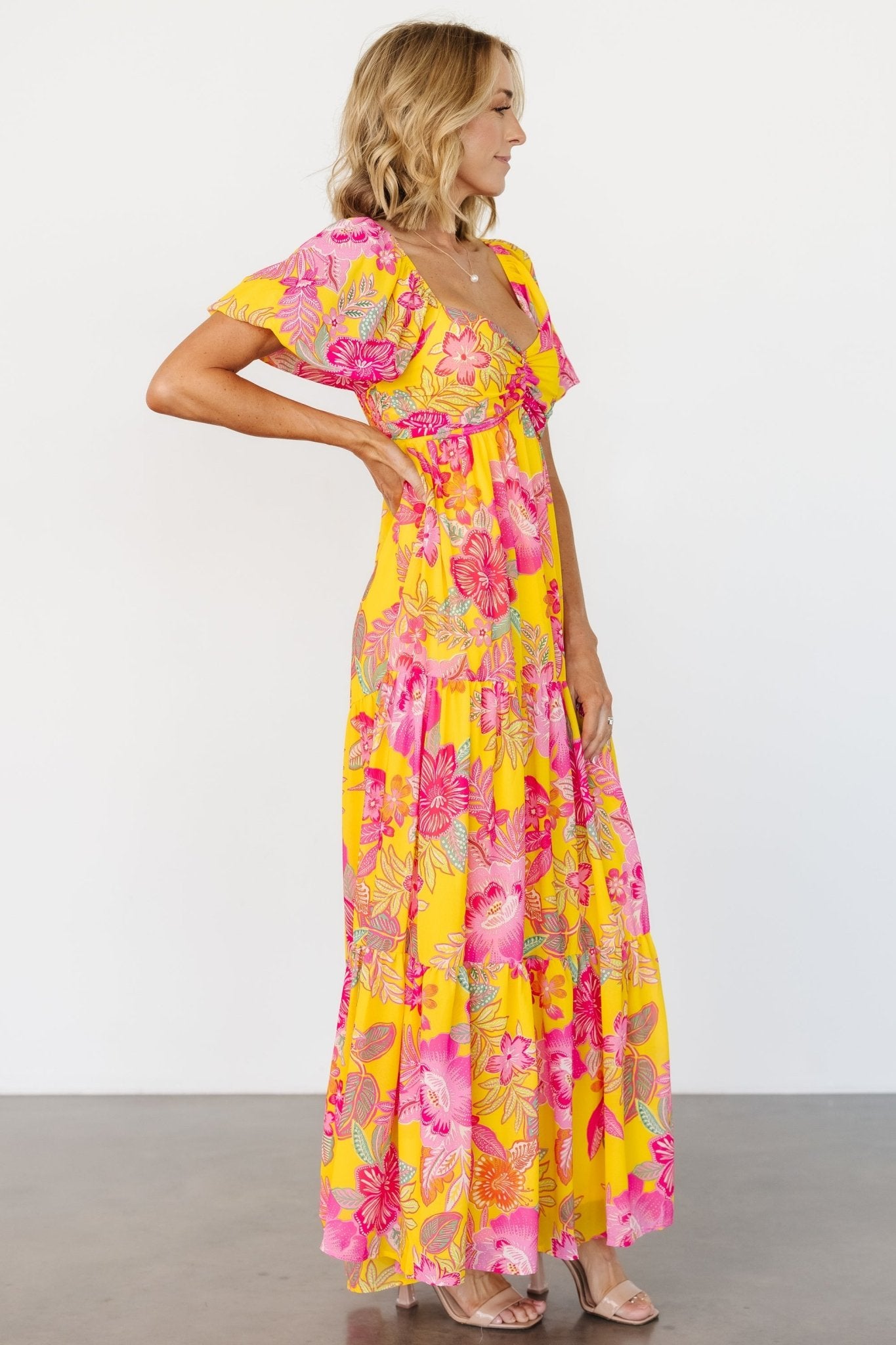 Darla Maxi Dress | Yellow + Pink Floral - Baltic Born