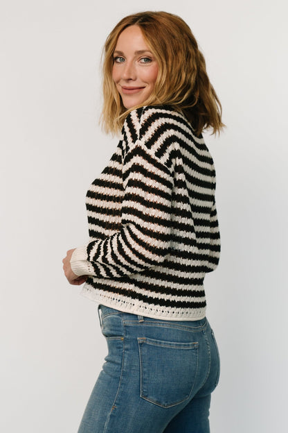 Dawn Open Knit Top | Black + Ivory - Baltic Born