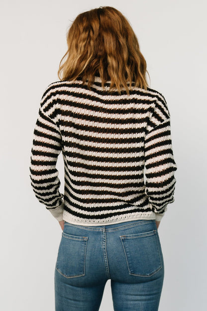 Dawn Open Knit Top | Black + Ivory - Baltic Born