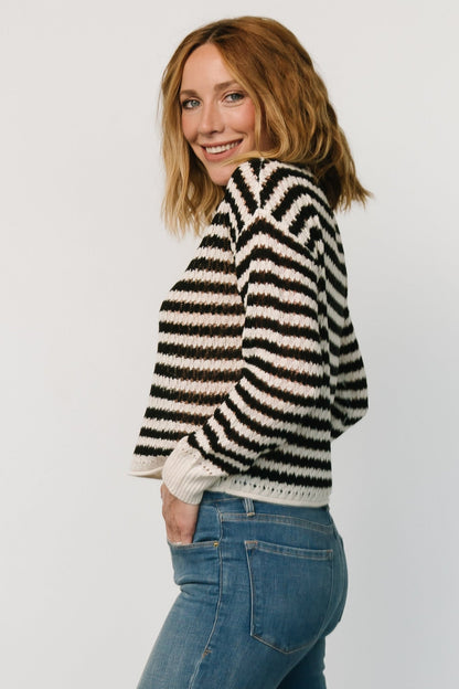 Dawn Open Knit Top | Black + Ivory - Baltic Born