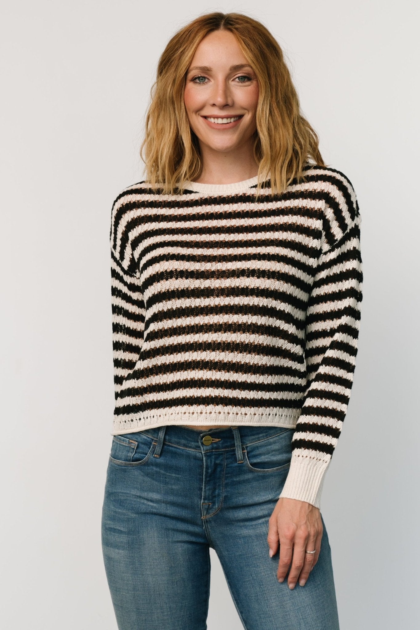 Dawn Open Knit Top | Black + Ivory - Baltic Born