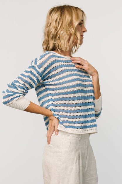 Dawn Open Knit Top | Blue + Ivory - Baltic Born