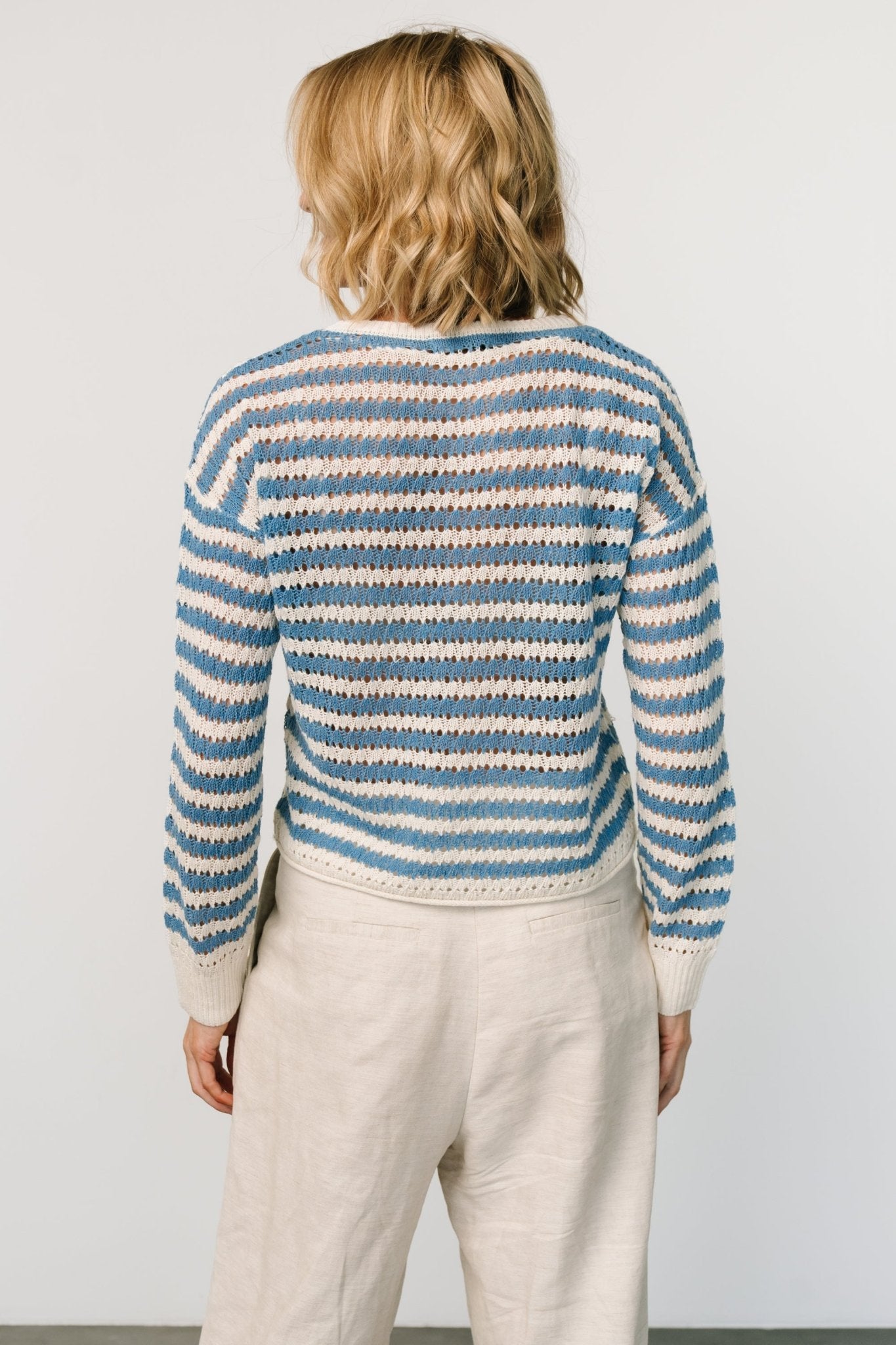 Dawn Open Knit Top | Blue + Ivory - Baltic Born