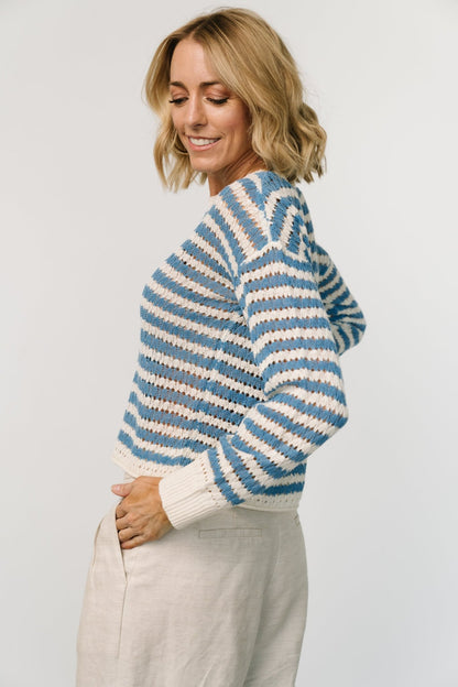 Dawn Open Knit Top | Blue + Ivory - Baltic Born