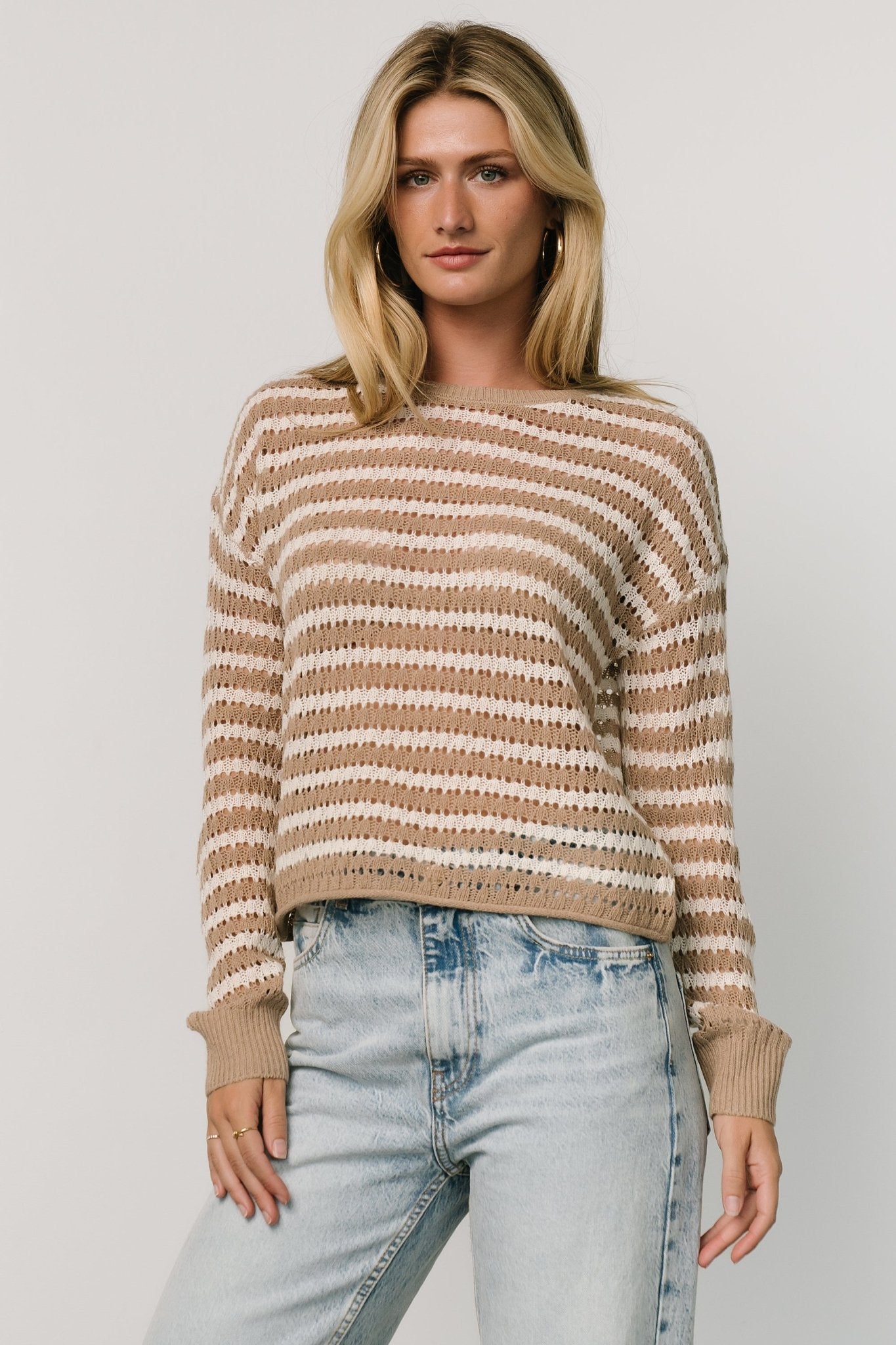 Dawn Open Knit Top | Taupe + Ivory - Baltic Born