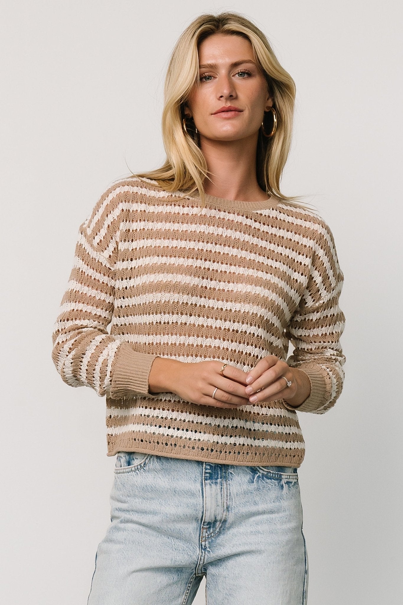 Dawn Open Knit Top | Taupe + Ivory - Baltic Born