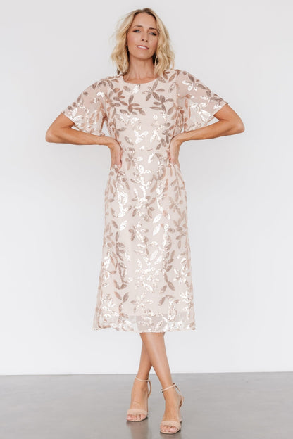 Deanna Sequin Midi Dress | Rose Gold - Baltic Born