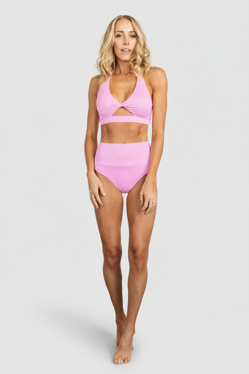 Del Mar Ribbed Bikini Bottom | Pink