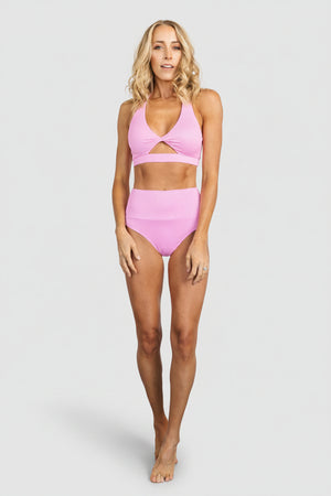 Del Mar Ribbed Bikini Bottom | Pink