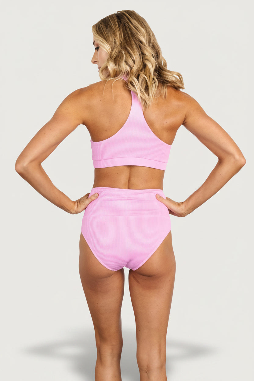 Del Mar Ribbed Bikini Bottom | Pink