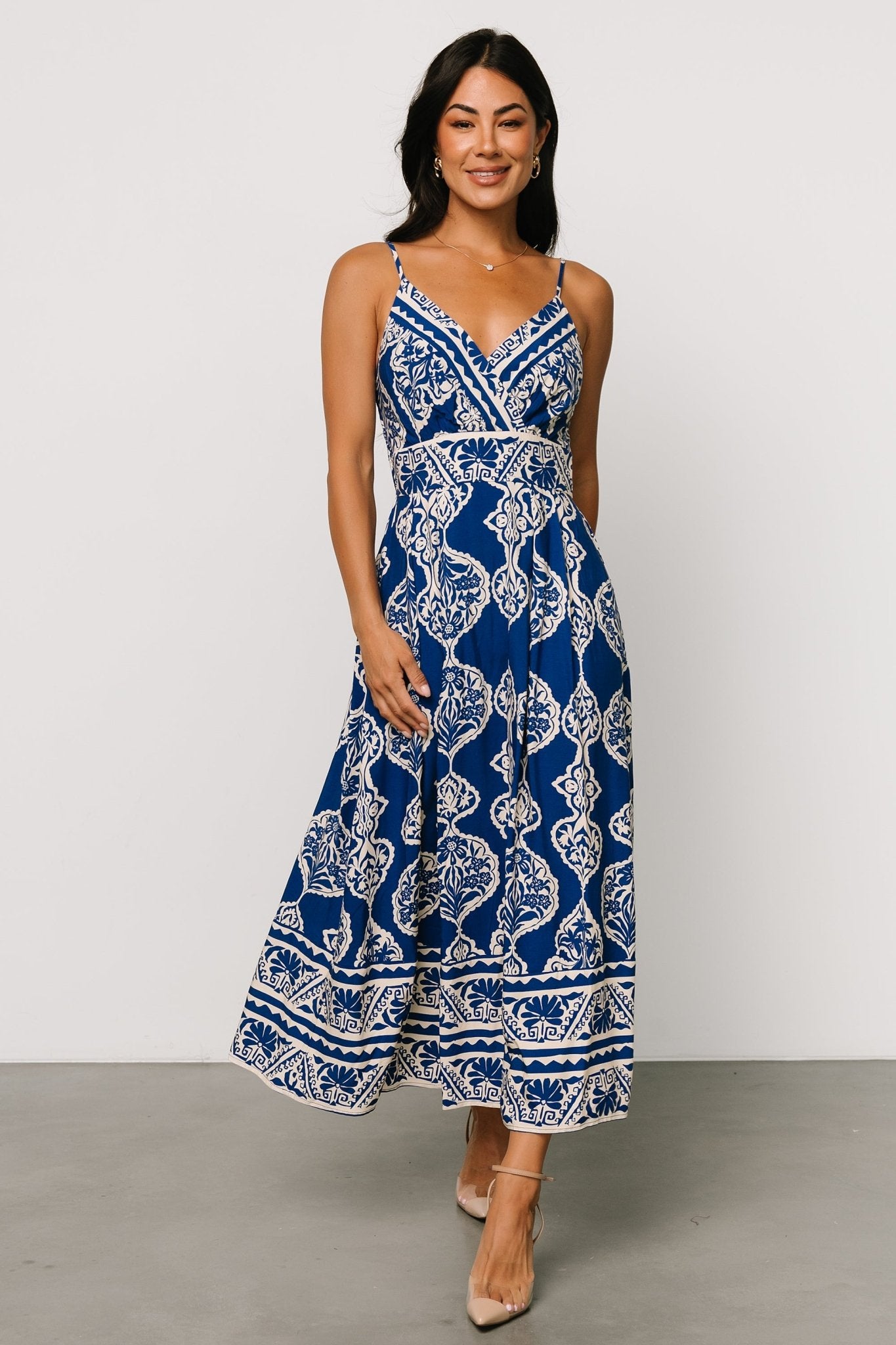 Delia Midi Dress | Blue Print - Baltic Born