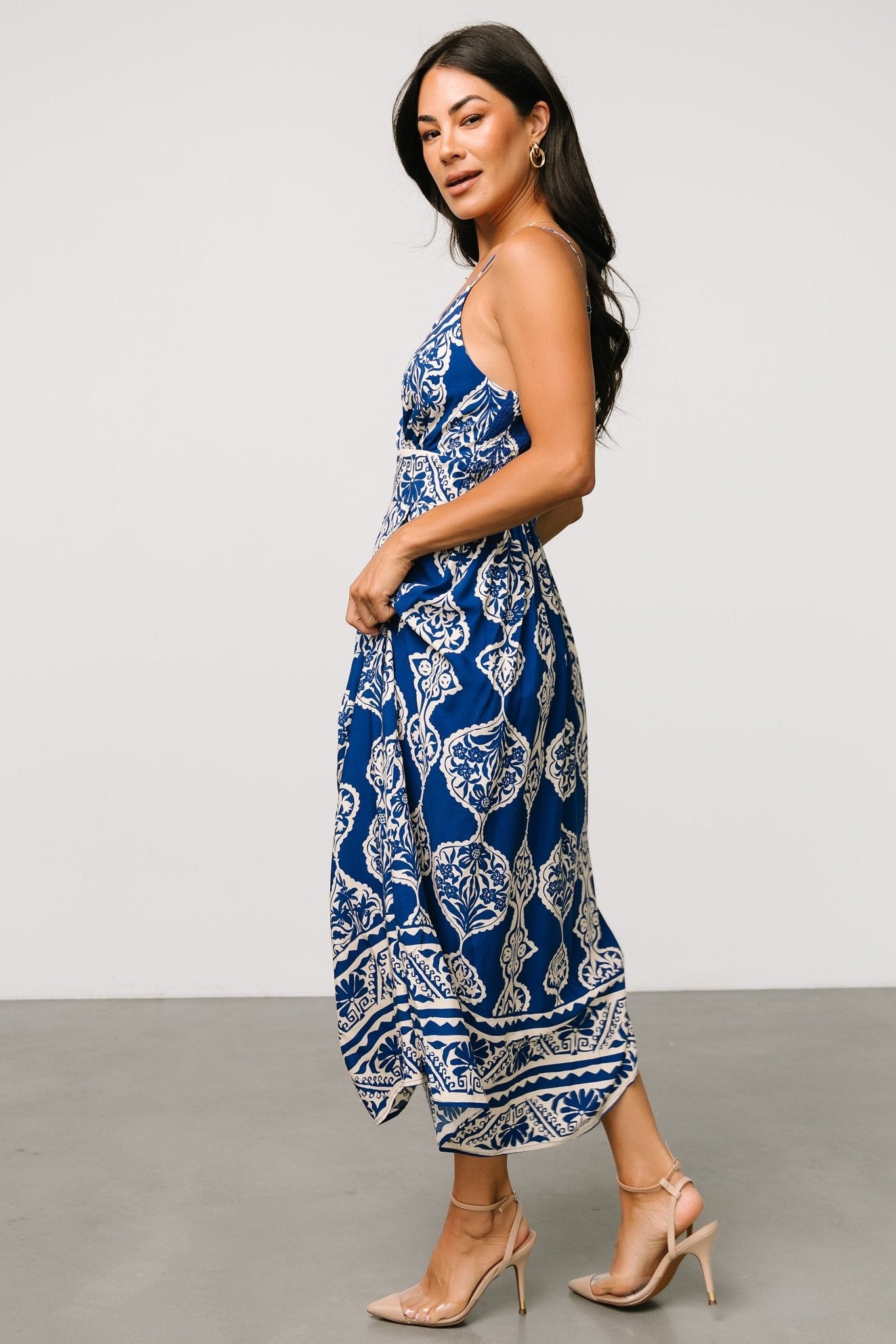 Delia Midi Dress | Blue Print - Baltic Born