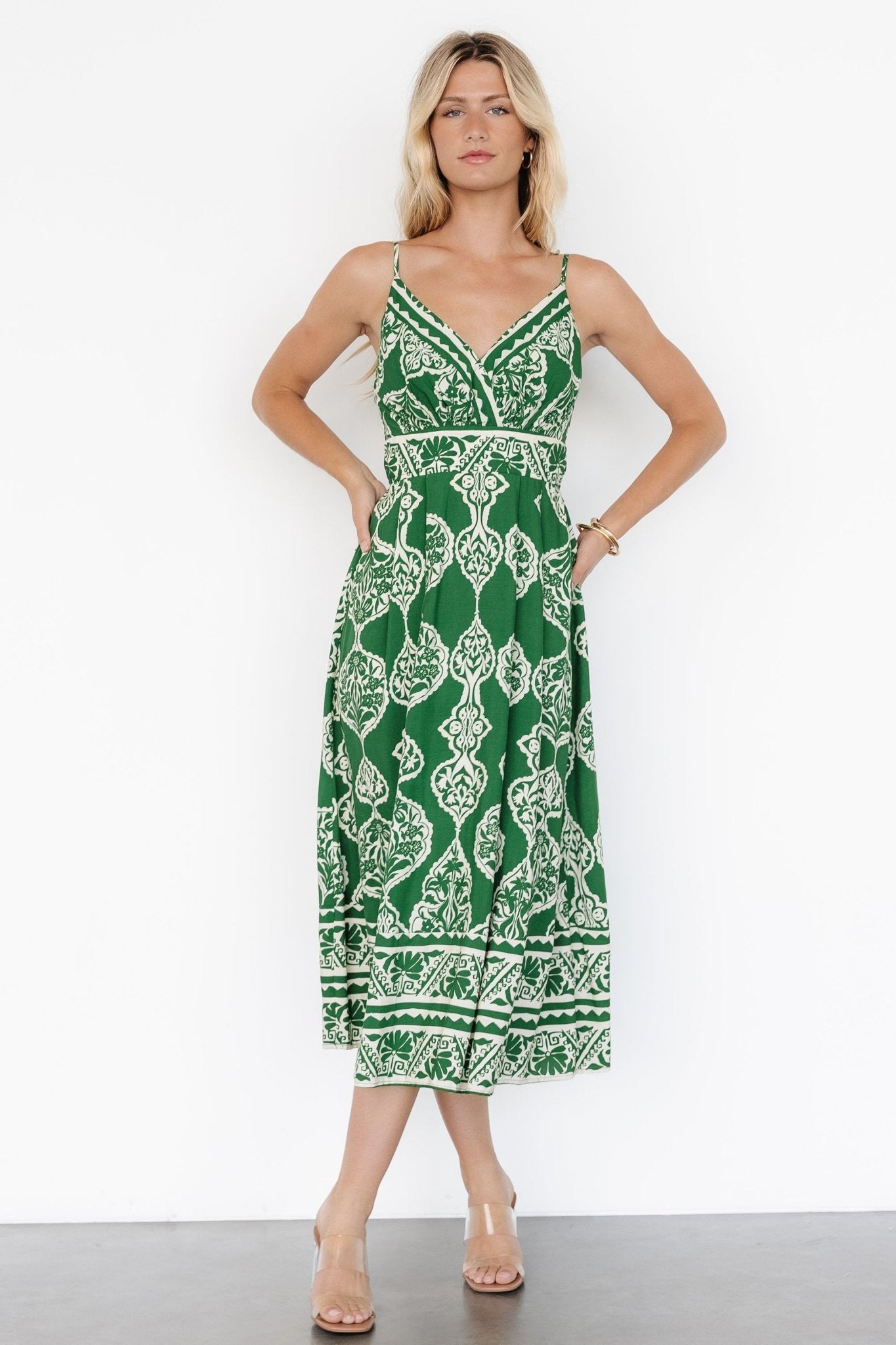 Delia Midi Dress | Green Print - Baltic Born