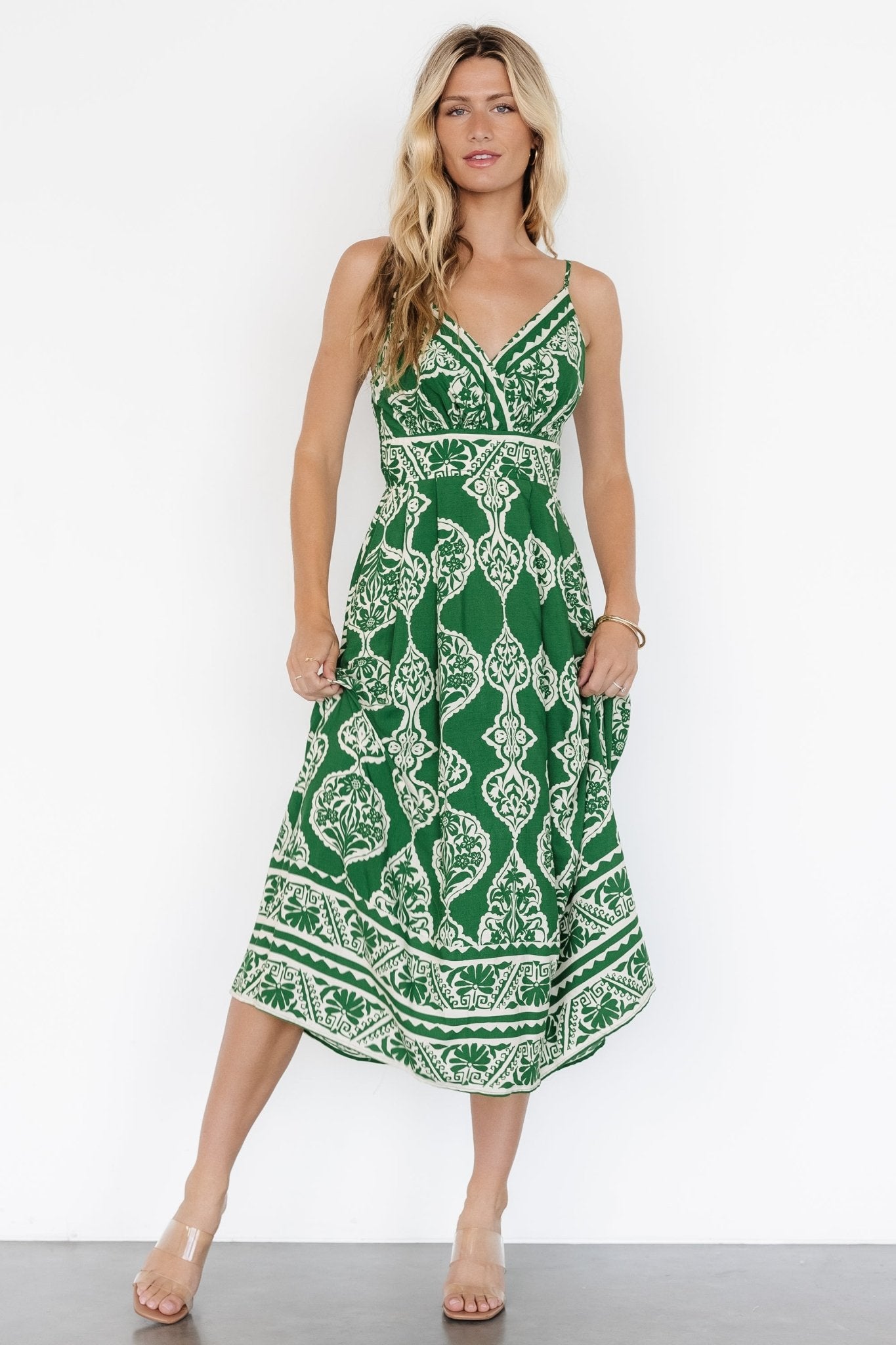 Delia Midi Dress | Green Print - Baltic Born