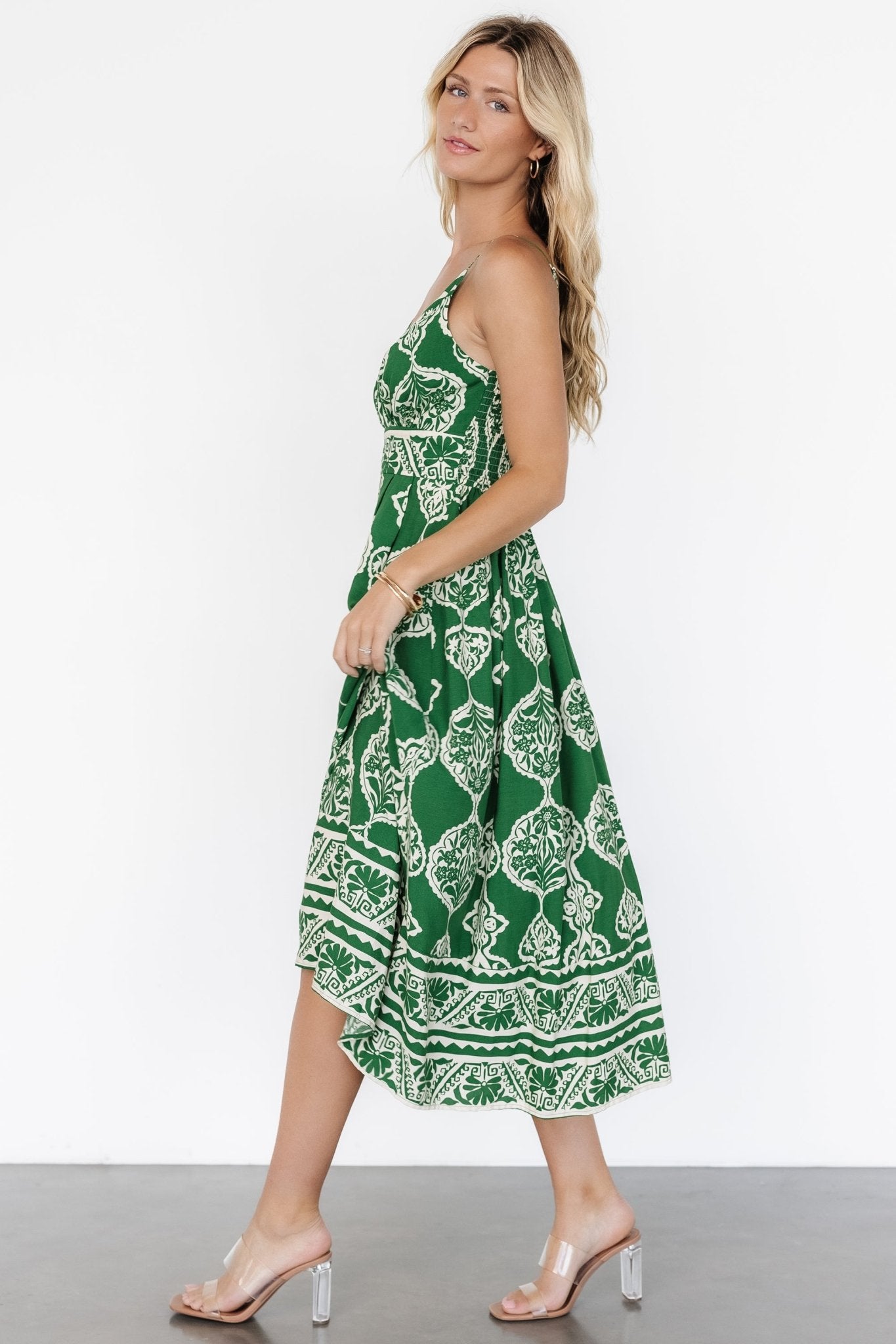 Delia Midi Dress | Green Print - Baltic Born