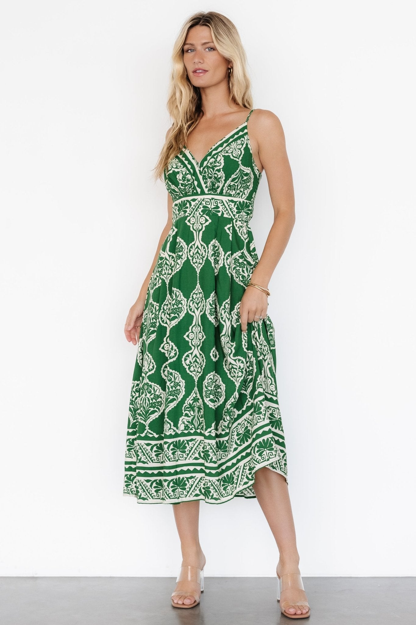 Delia Midi Dress | Green Print - Baltic Born