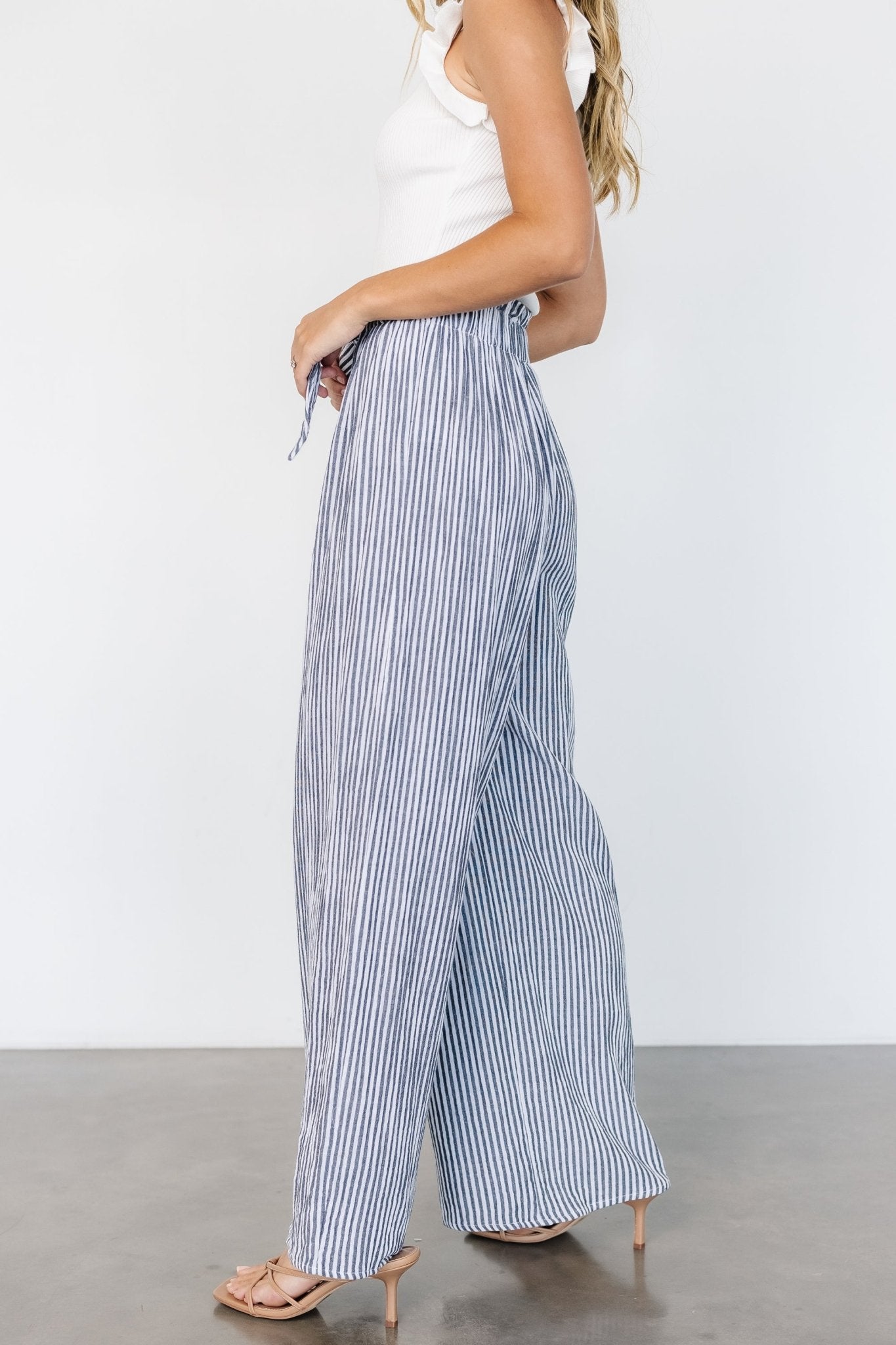 Delphi Wide Leg Pants | Navy Stripe - Baltic Born