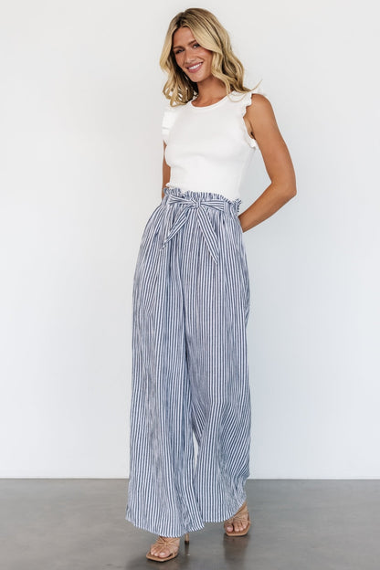 Delphi Wide Leg Pants | Navy Stripe - Baltic Born