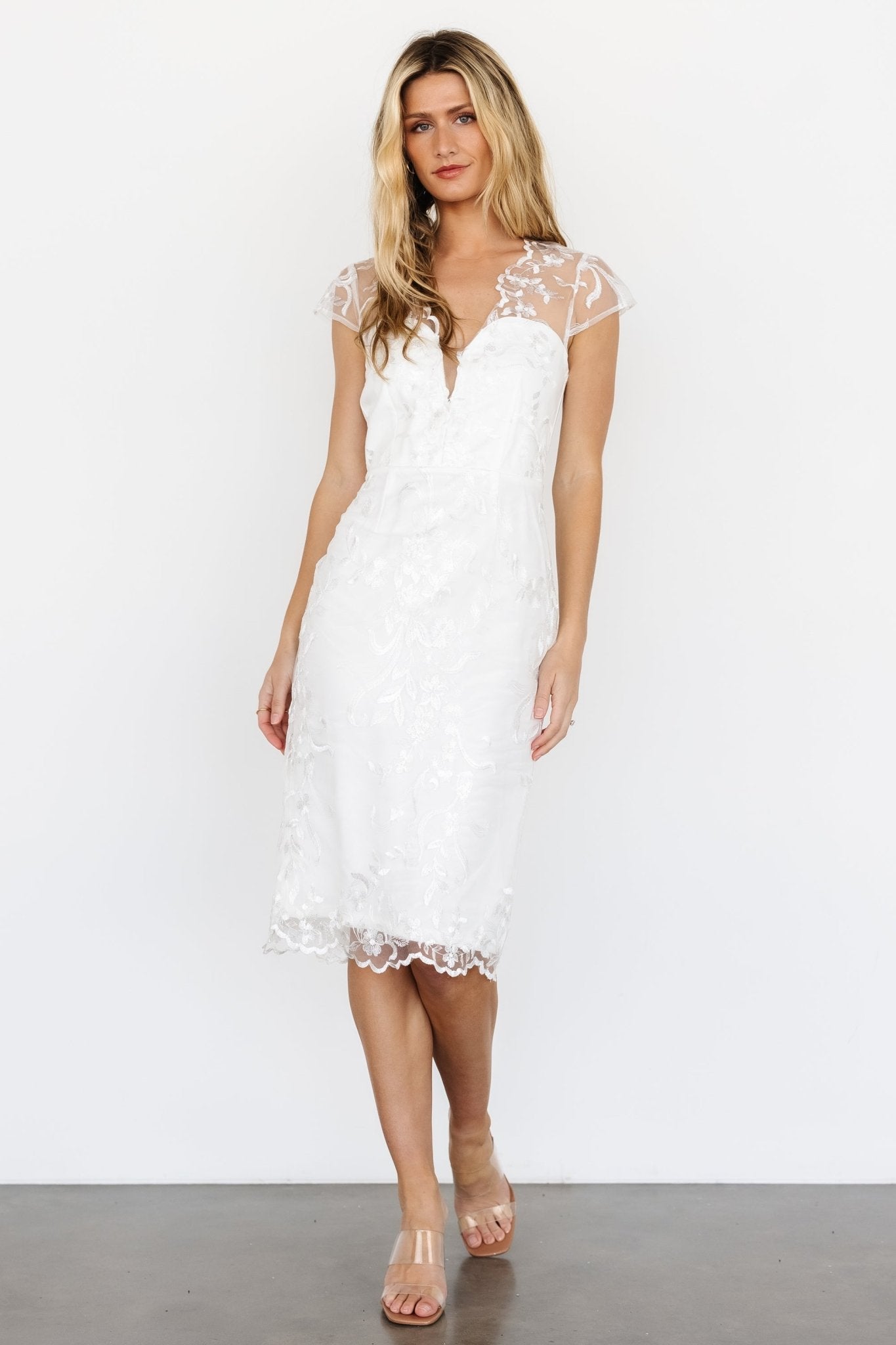 Delphine Applique Midi Dress | Off White - Baltic Born