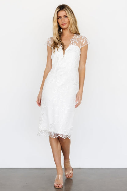 Delphine Applique Midi Dress | Off White - Baltic Born