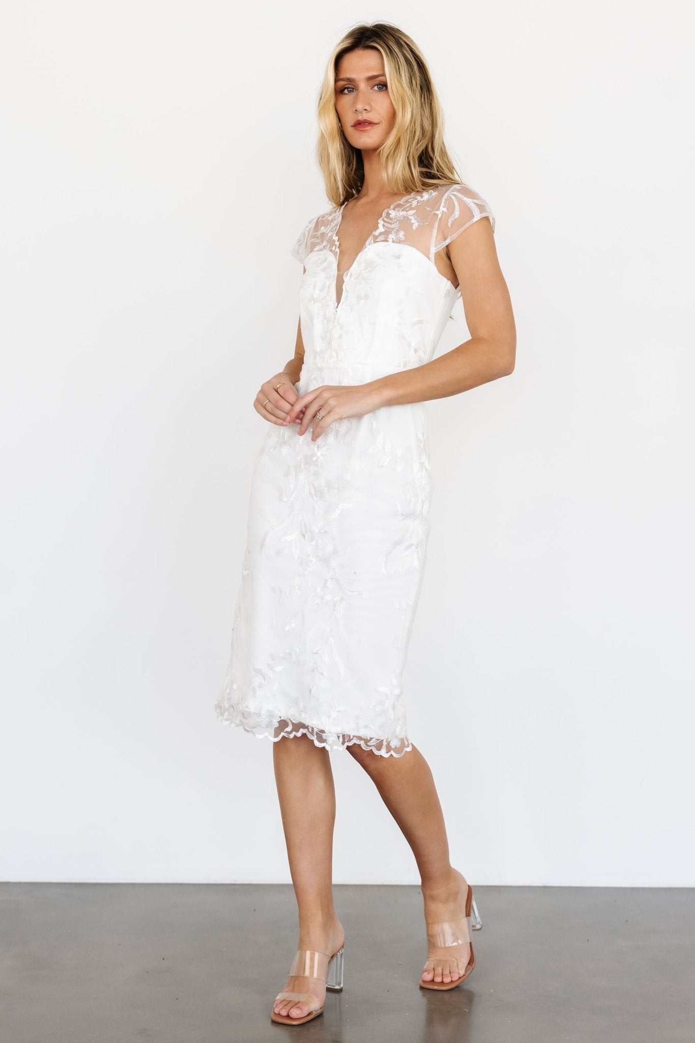 Delphine Applique Midi Dress | Off White - Baltic Born