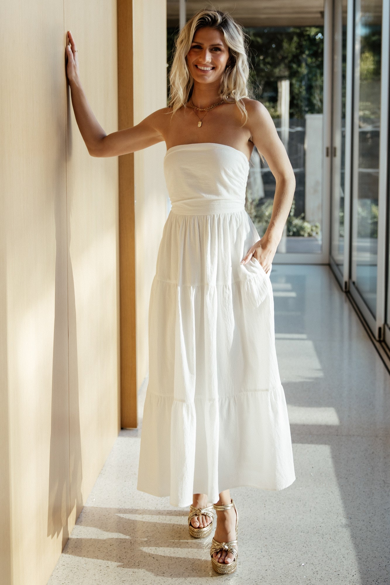 Baltic Born Womens Delray Strapless Dress | Off White